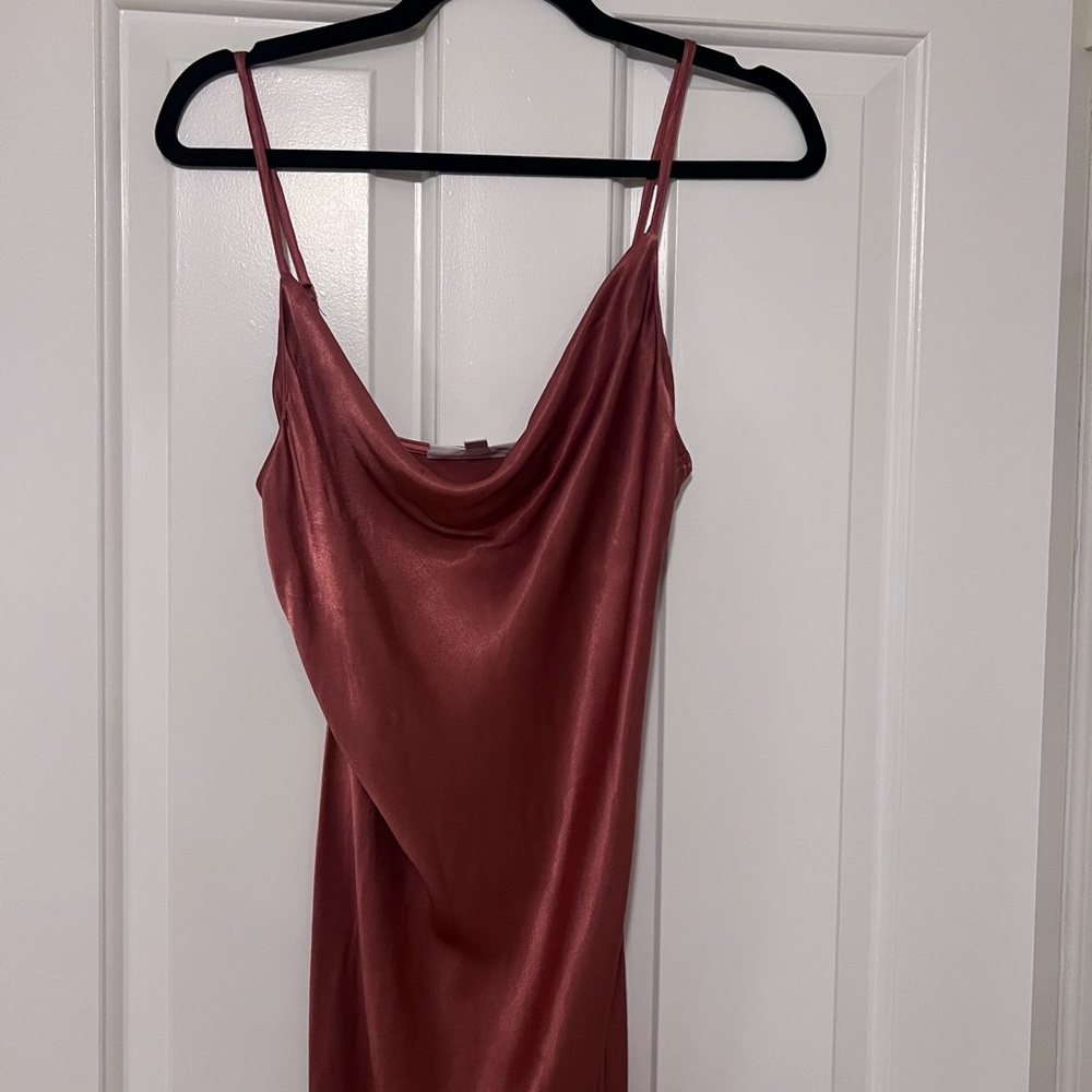 Shona Joy - Bias Cowl Midi Slip Dress in Terracotta - Picture 3 of 7